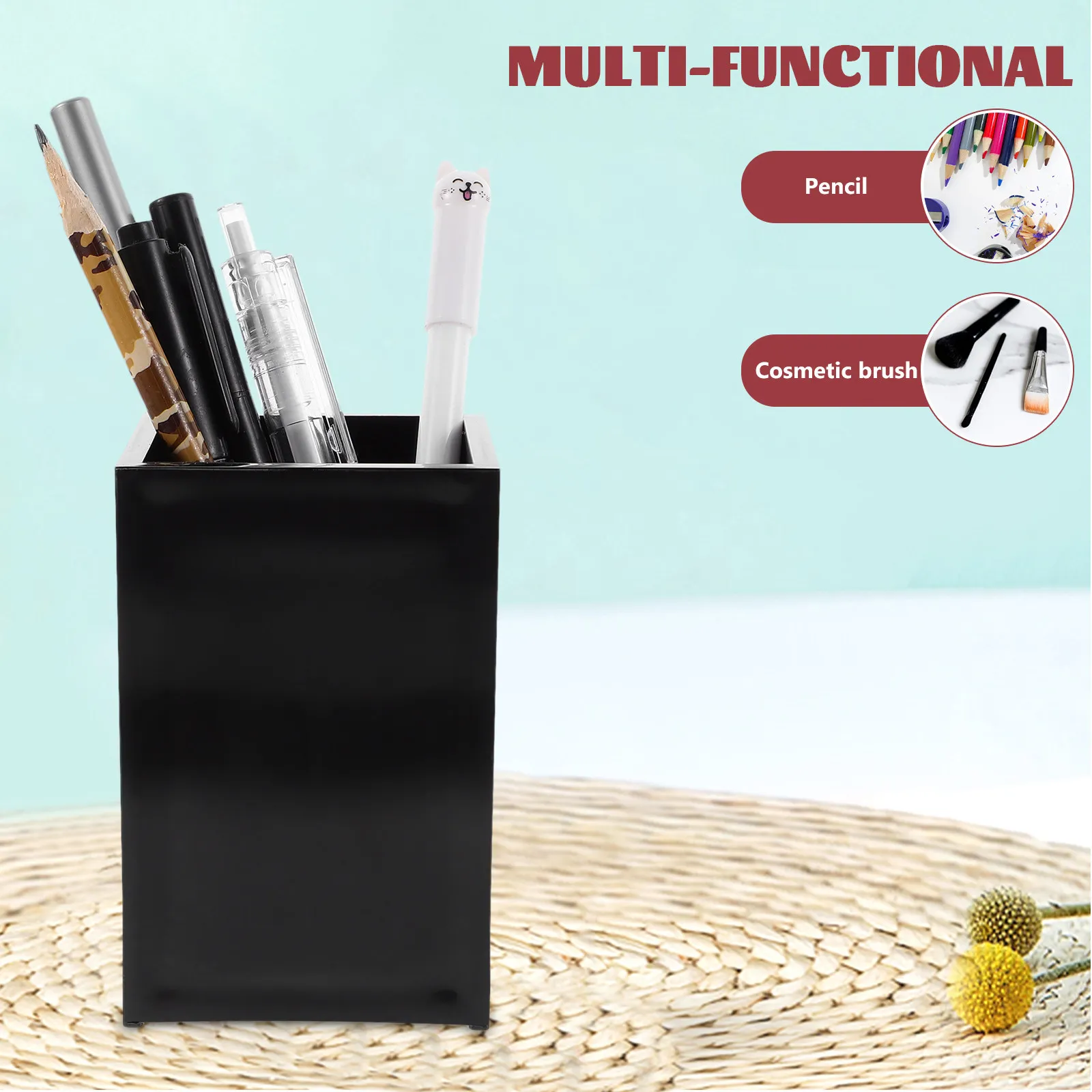 Large Capacity Acrylic Makeup Brush Organizer Rotatable Pen Holder for Vanity Desk Cosmetics Storage Brushes Lipsticks Powder