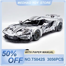 TGL T5042S Technical MOC Silver plating Super Sport Car Hypercar Model Building Blocks Bricks Puzzle Toys Birthday Gift For Kids