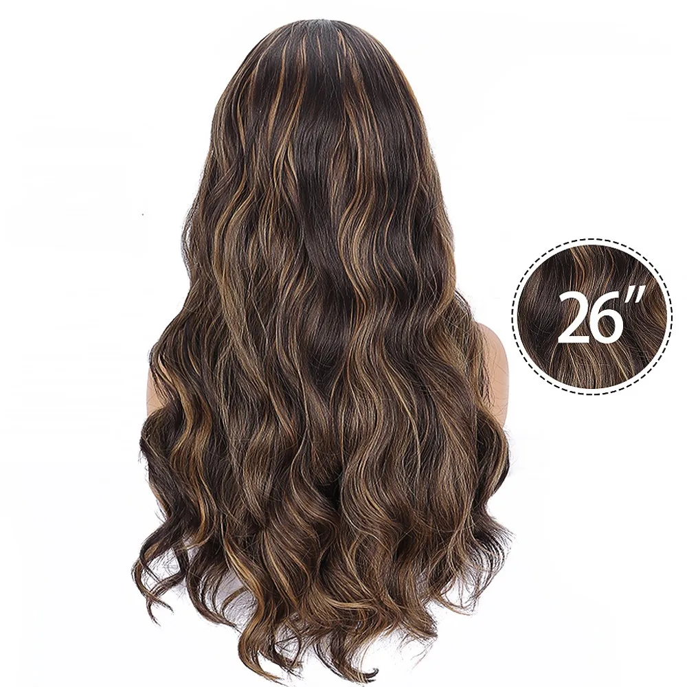 Evidenziare P4/27 13x4 onda del corpo HD trasparente parrucche anteriori in pizzo capelli sintetici Ombre miele biondo onda del corpo parrucche frontali in pizzo