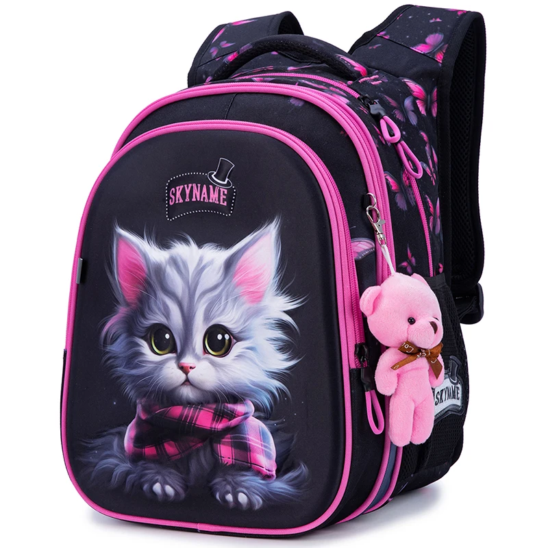 Children Orthopedic School Backpacks Girls Cartoon Cat Shoulder Bag Primary School 1 Grade Kids Satchels Waterproof Knapsack