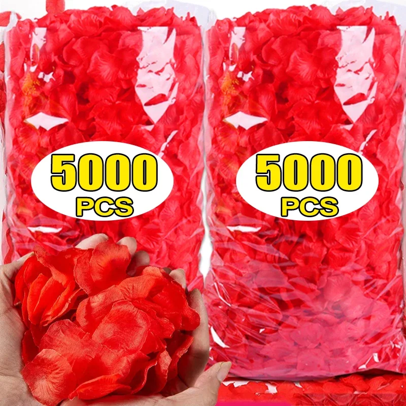 5000/100pcs Artificial Fake Rose Petals Colorful Simulation Silk Rose Petal for Valentines Day Wedding Party Romantic Decoration