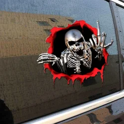 Calcomanía de Metal 3D para coche, pegatina con esqueleto, Calavera, cuerpo, ventana, maletero, emblema, insignia, Universal, creativo, ajuste automático, duradero