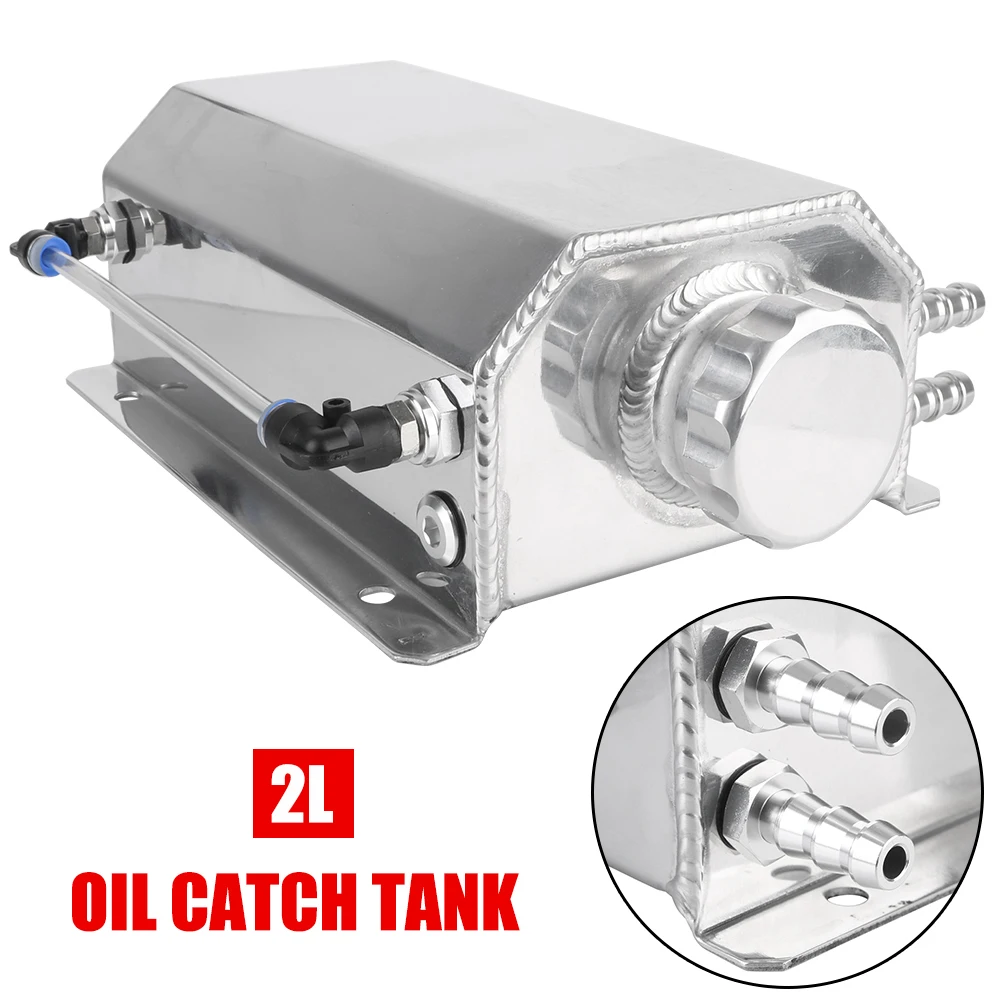 

Spuare Bottle Fuel Gas Catch Can Coolant Radiator Overflow Reservoir Tank 2L Universal Aluminum Alloy Car Oil Catch Tank