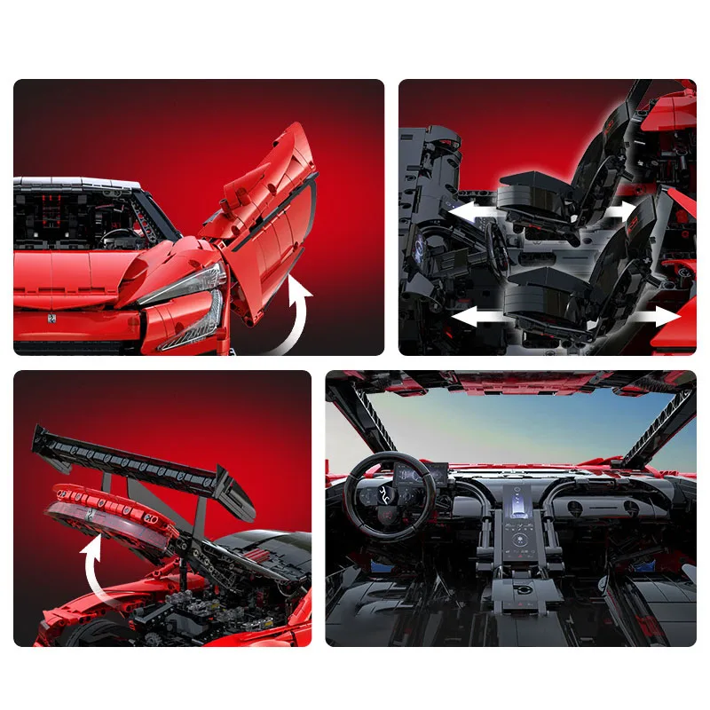 Escala técnica 1:8 China EV Sport Car Modelo Yangwang U9 Bloco de construção Rc Brick Supercar 2.4ghz Brinquedo de veículo de controle remoto