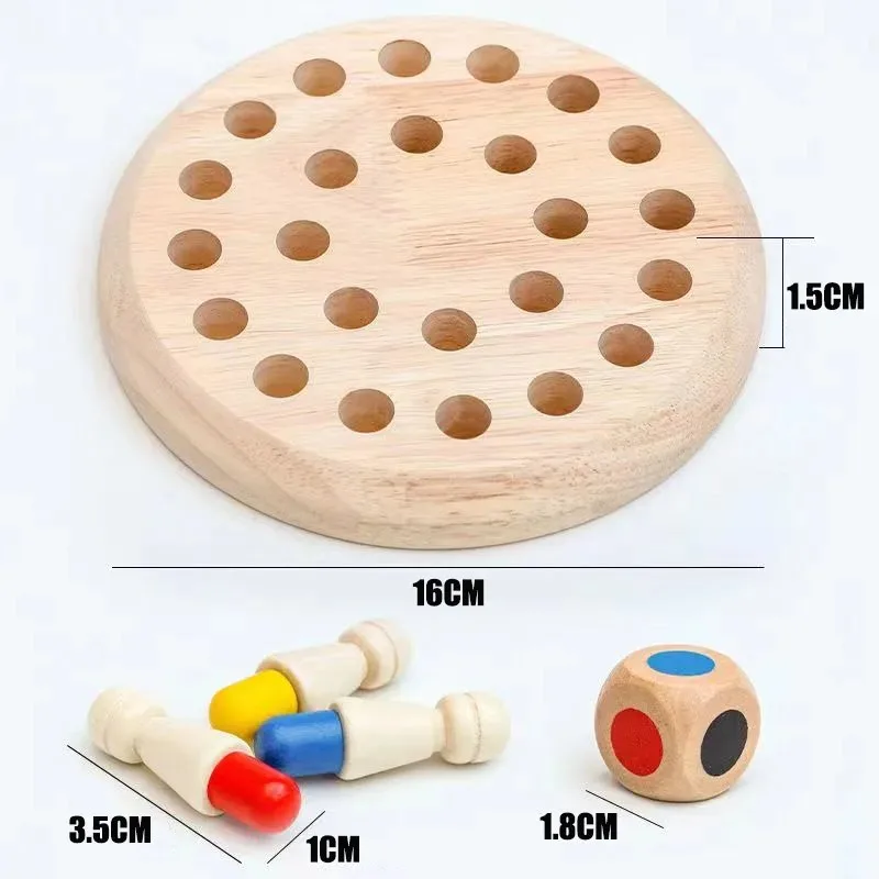 Wooden Memory Match Stick Chess Color Game Board Puzzles Montessori Educational Toy Cognitive Ability Learning Toys For Children