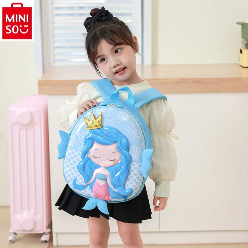 MINISO-Sac à Dos de Dessin Animé Disney pour Enfant, Cartoon, Sirène, Coquille d'emouf, Maternelle, Mignon, Extérieur, Étanche