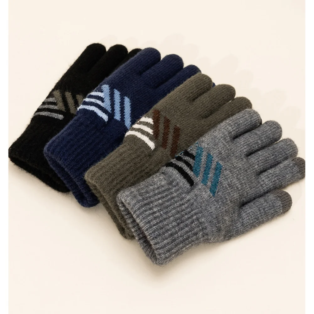 Winter Gestrickte Dicke Thermohandschuhe Winddicht Touchscreen Rutschfeste Fahrradhandschuhe Plüsch Gefüttert Outdoor Sport Laufhandschuhe