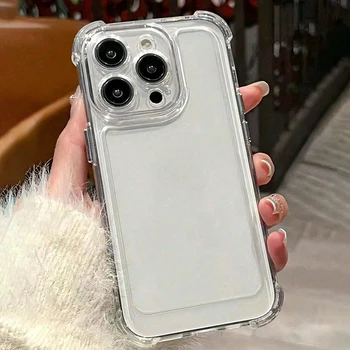 Coque de protection transparente antichoc pour iPhone, étui simple et souple aux quatre coins, compatible avec les modèles 15Pro , 14promax,13,11, 1 pièce
