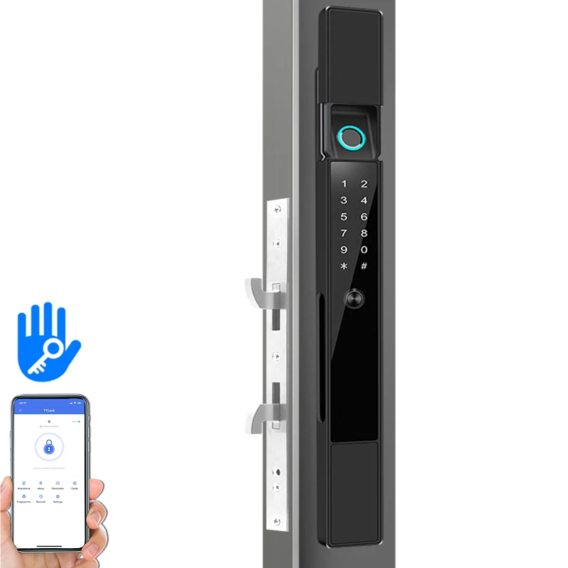 4CM wide ultra-narrow ultra-thin frame cell phone TTLOCK aluminum door digital code automatic handleless smart door lock