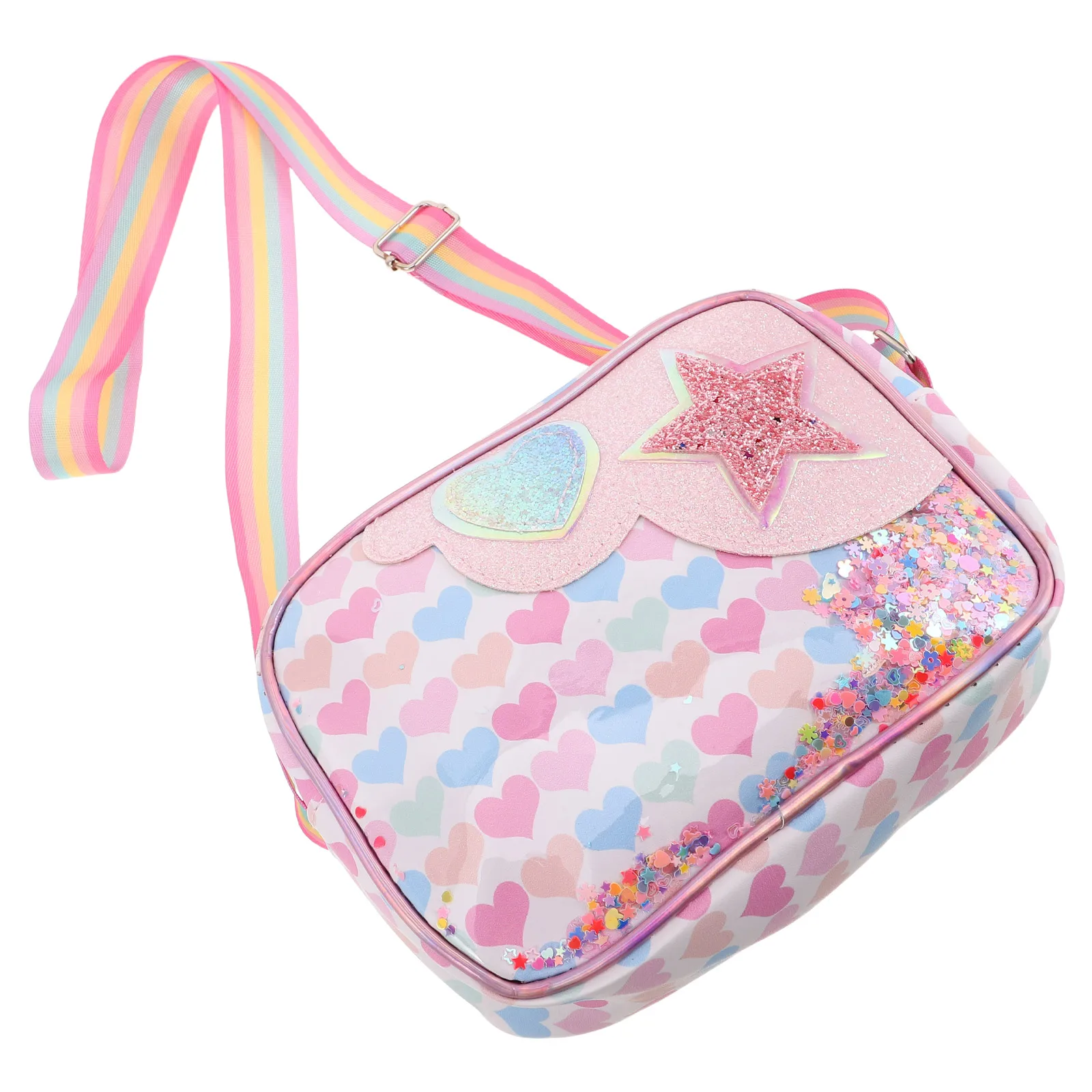 Glitter Crossbody Bag Adjustable Strap Ocean Theme Mini Purse for Girls Daily Use Party Kid Mini Handbag