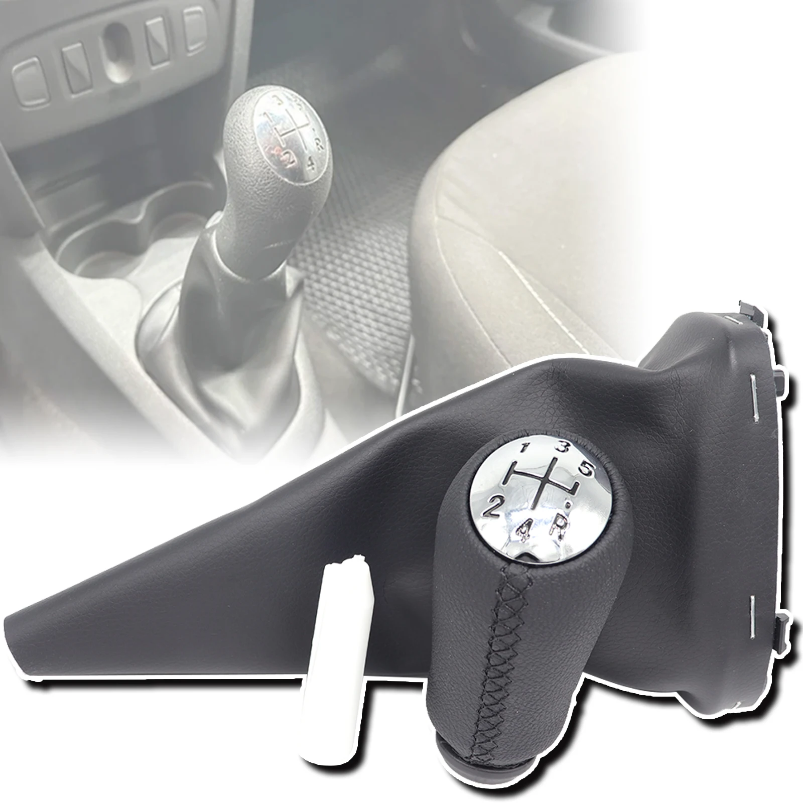5 Speed+R Gear Lever Shifter For Renault Dacia Logan L52 K52 Symbol Trim Leather Knob Cover Gaiter Boot 2012 2013 2015 2017 2019