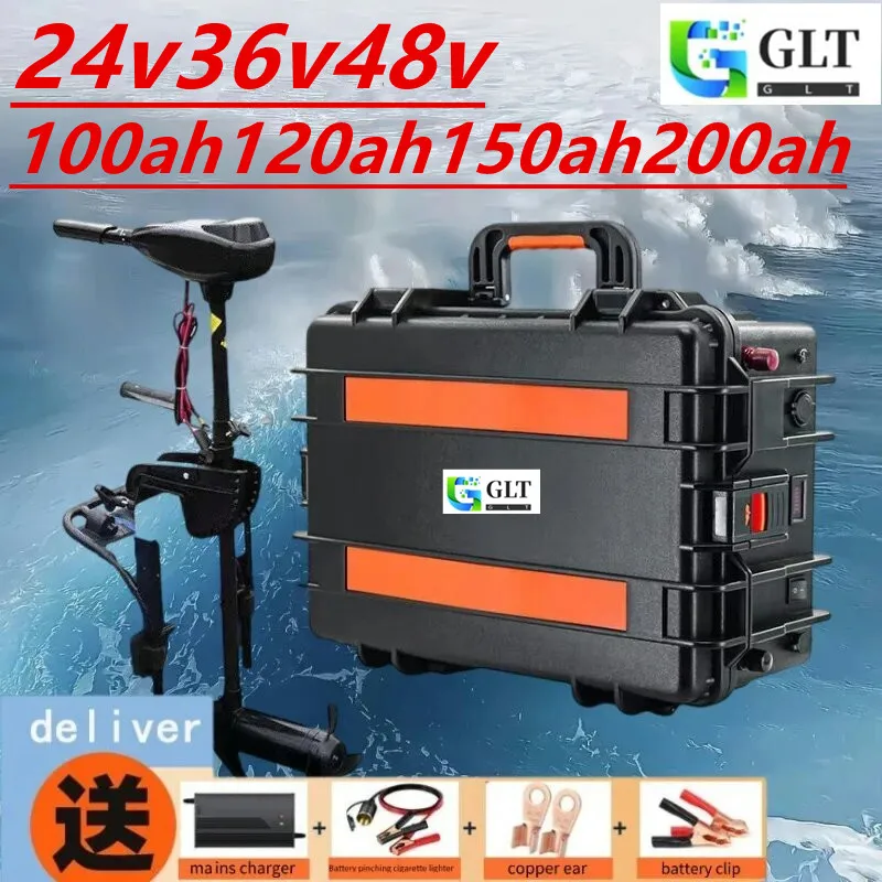

24V 50Ah 100Ah 120Ah 150Ah Lifepo4 battery for trolling motor boat back up power+10A Charger