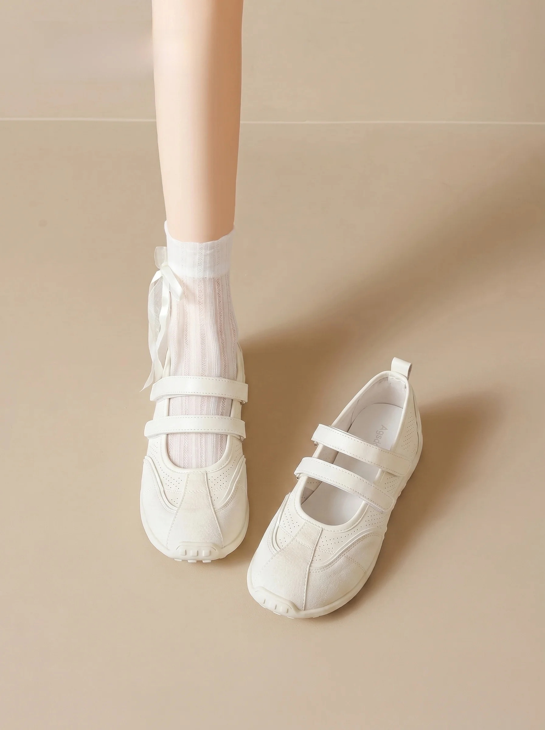 

Breathable Sporty Mary Jane Shoes Women's 2026 New Summer Thick Bottom Sandals Ballet Dequn Shoes Casual White Sneakers