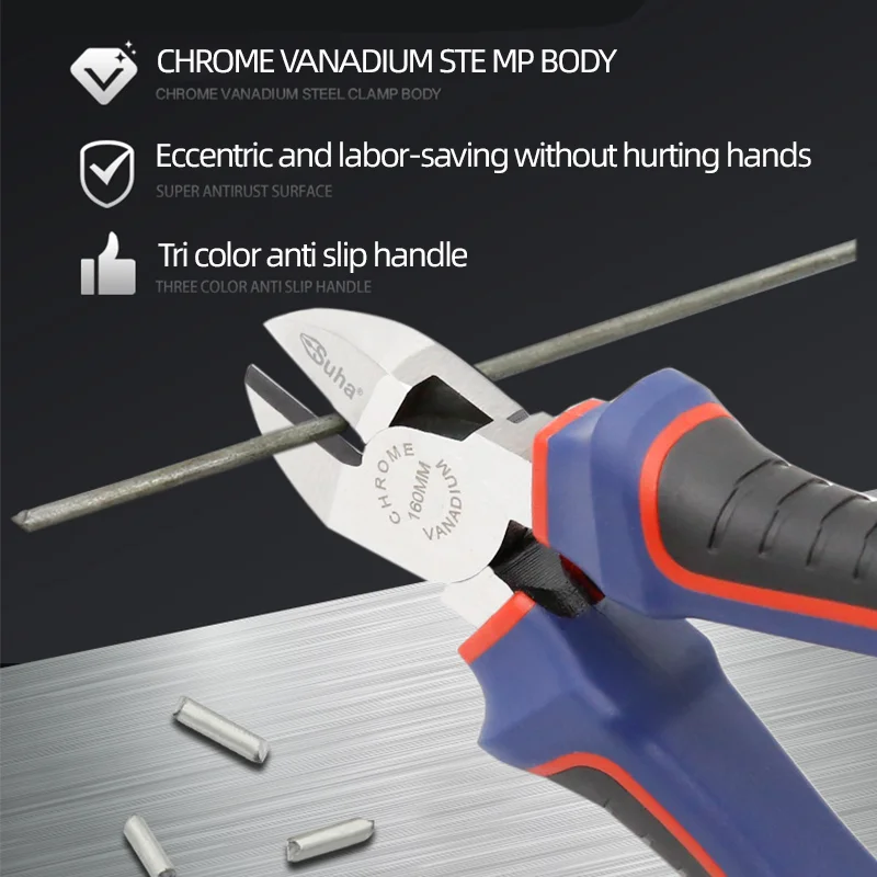 SUHA 6inch CRV Industrial Wire Cutter Pincer Pliers Multi Functional Chromium Vanadium Steel Water