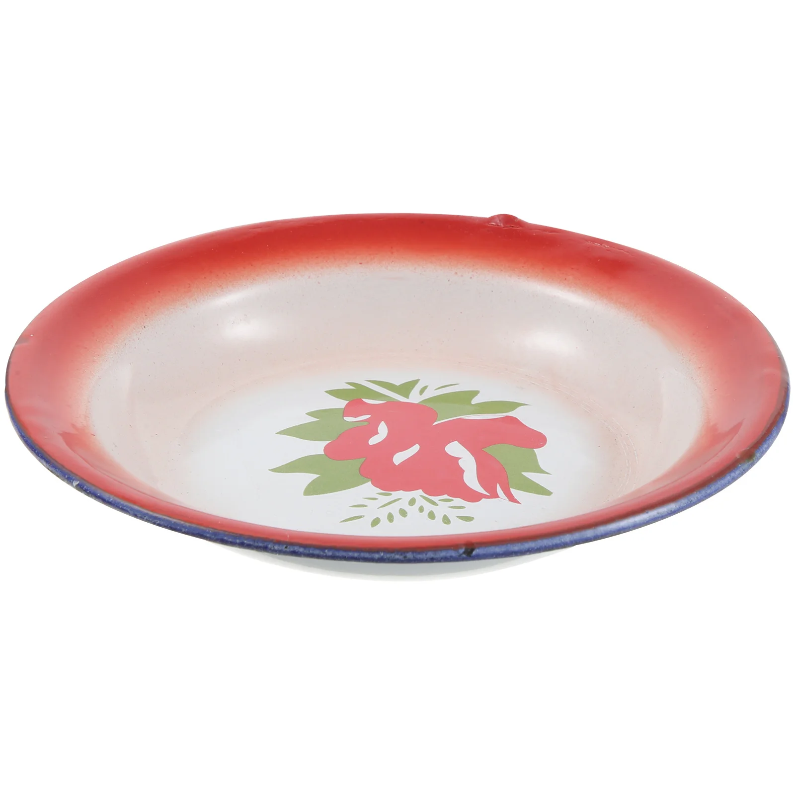 

Elegant Enamel Serving Plate Chinese Vintage Style Red Flower Design Ideal for Desserts Fruits Snacks Daily Or Party Use