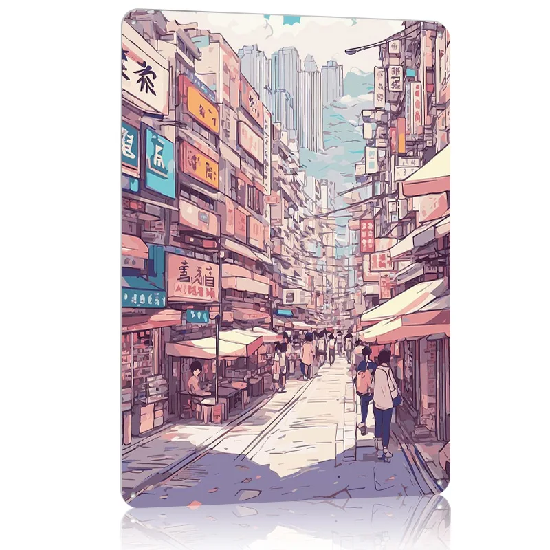 هونغ كونغ شارع 10 أفق المدينة الألومنيوم معدن المشارك ديكور المنزل علامات معدنية مخصصة ل جدار الفن الديكور الديكور في المنزل