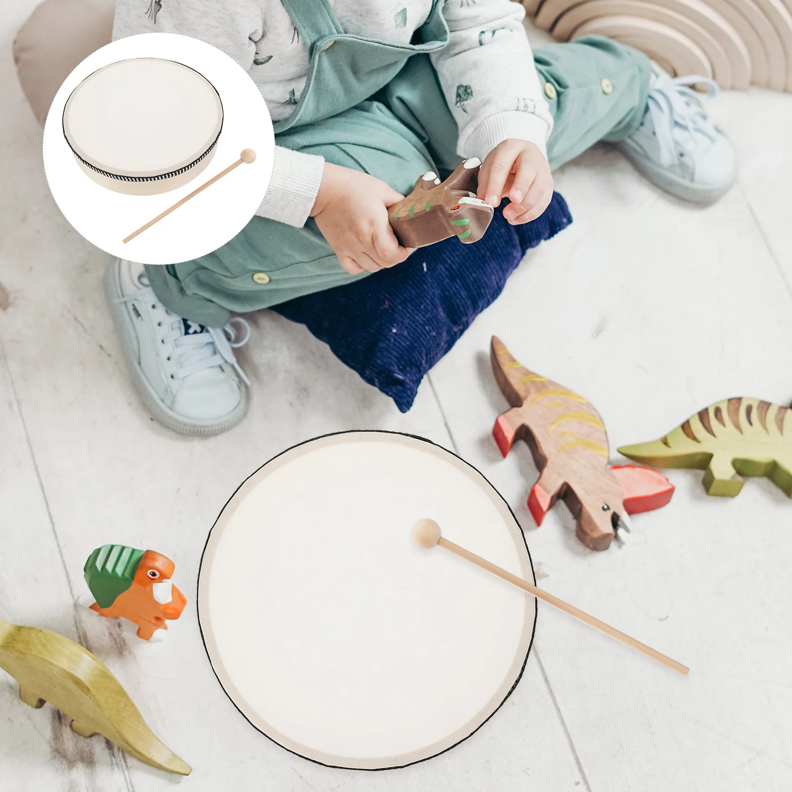 

1 Set Wooden Hand Drum Kids Percussion -Resistant For Music Celebration Performance Educational Drum Set Toddler