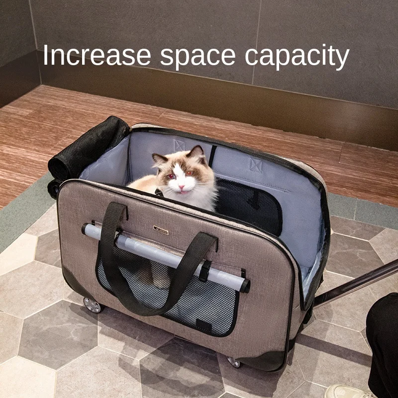 Pet trolley box, dog scooter, cat concealed outing, portable cart, large cat bag, large capacity suitcase