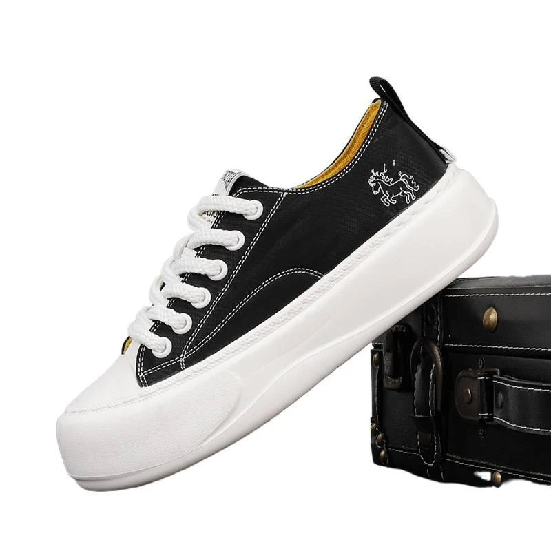 

New Spring Men's Shoes Chinese Style Breathable Plaid Lace-up Low-top Men's Casual Canvas Shoes
