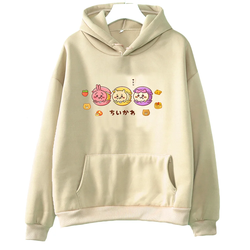 

Chiikawa Macaron Hoodies Kawaii Japanese Anime Pullovers Long Sleeve Cute Graphic Clothes Women Men Creative Hoody Sweatshirts