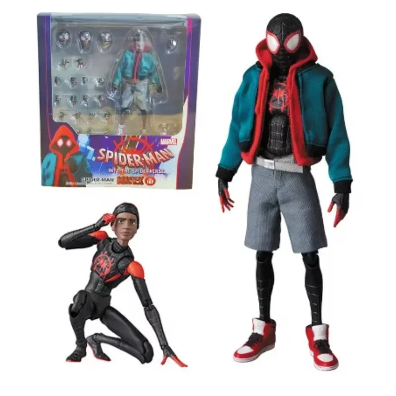 In Stock Ko Mafex 107 Spider-Man Anime Action Figure 1/12 Spiderman Into The Spider-verse Miles Morales Model Toy Hoilday Gift