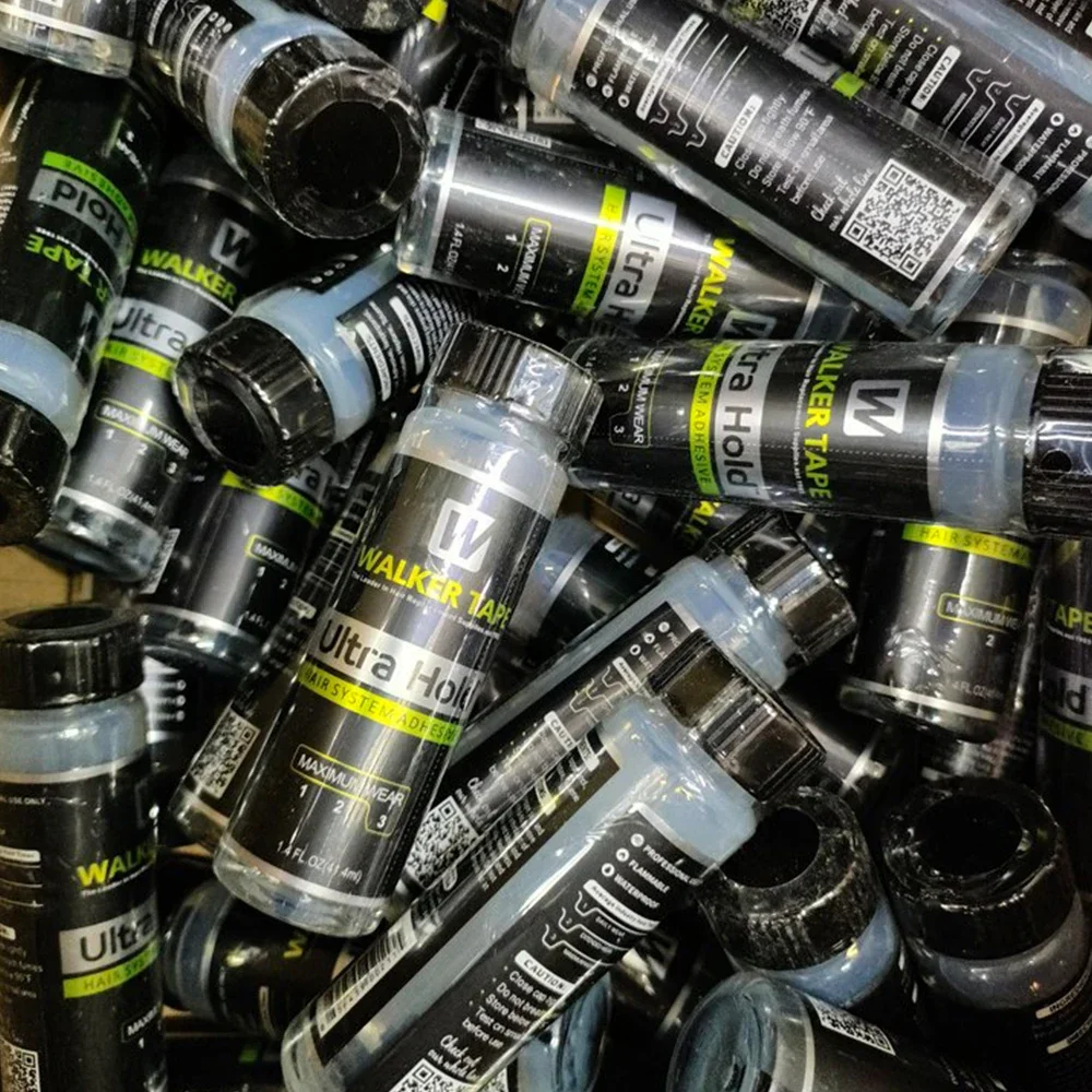 Cinta para caminar de 1,4 oz/41,4 ml, pegamento de encaje ultra sujetado, pegamento adhesivo para el cabello de encaje para caminar impermeable, súper pegamento para peluca de encaje/tupé/cierre