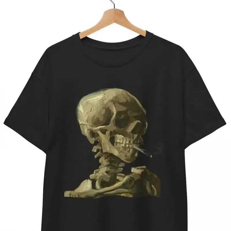 VAN GOGH Skull of a Skeleton smoking Cigarette T shirt