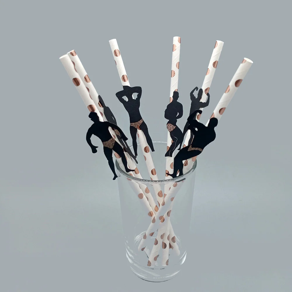 6Pcs Stripper Dancing Men Straws Bachelorette Party Decorations Straws Mexican Fiesta Party Drinking Favors Adult Party Supplies