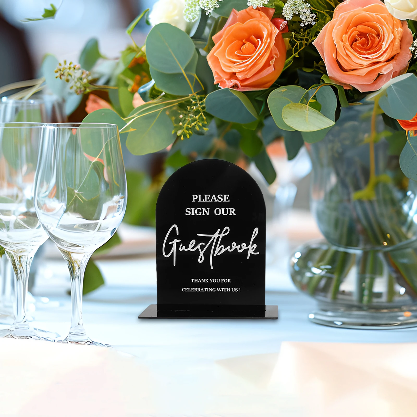 

4pcs Acrylic Signs Acrylic Table Sign 5x7 Inches 1 8 Inch Thick Black Reusable Elegant Wedding Gifts