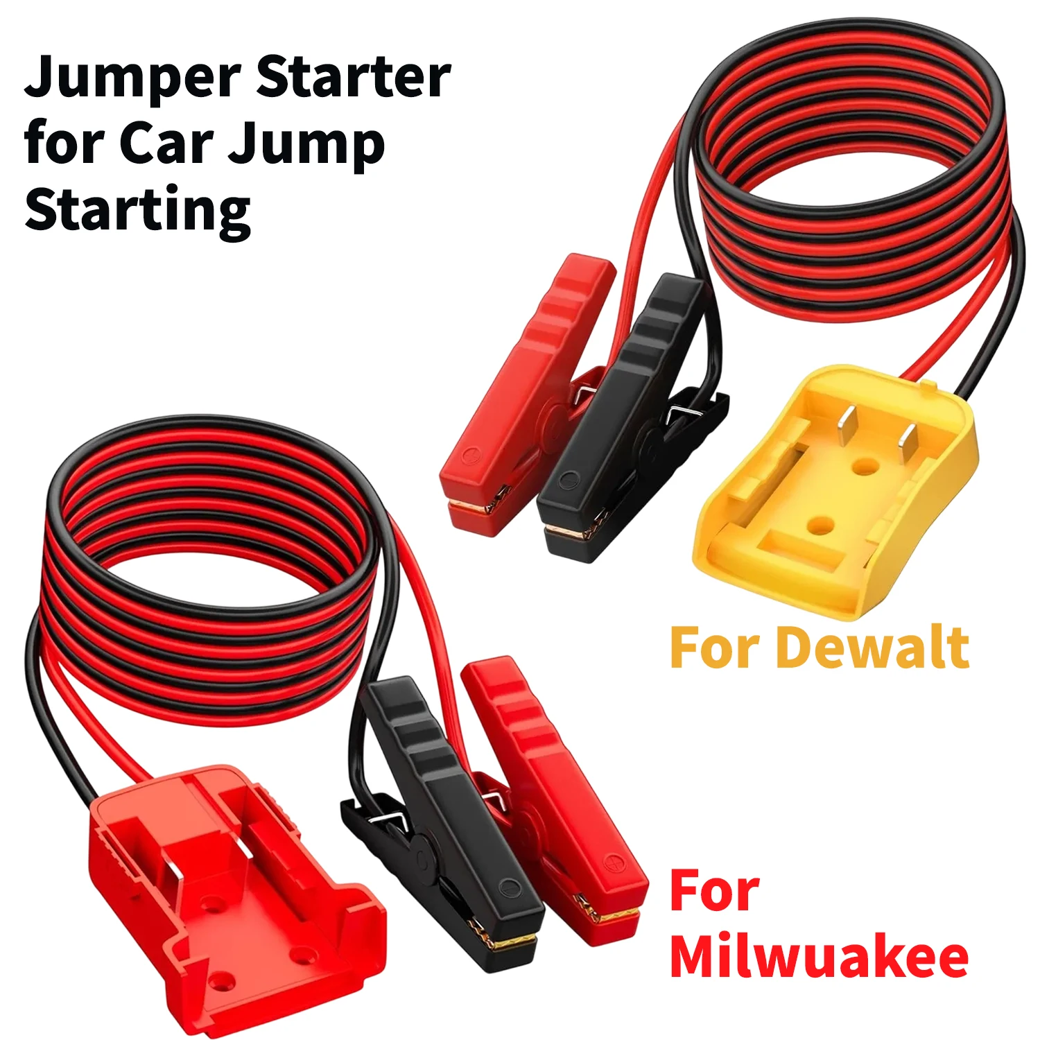 6FT Jumper Cable Clamps with Power Wheel Battery Adapter Use For 20 V Battery Jumper Starter for Car Jump Starting
