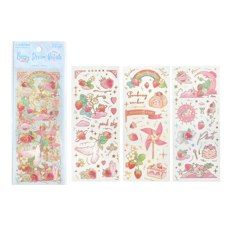 

24sets/1lot Kawaii Scrapbook Stickers Sweet Berry Story Junk Journal Gold Planner Stationery Sticker Planner Decorative
