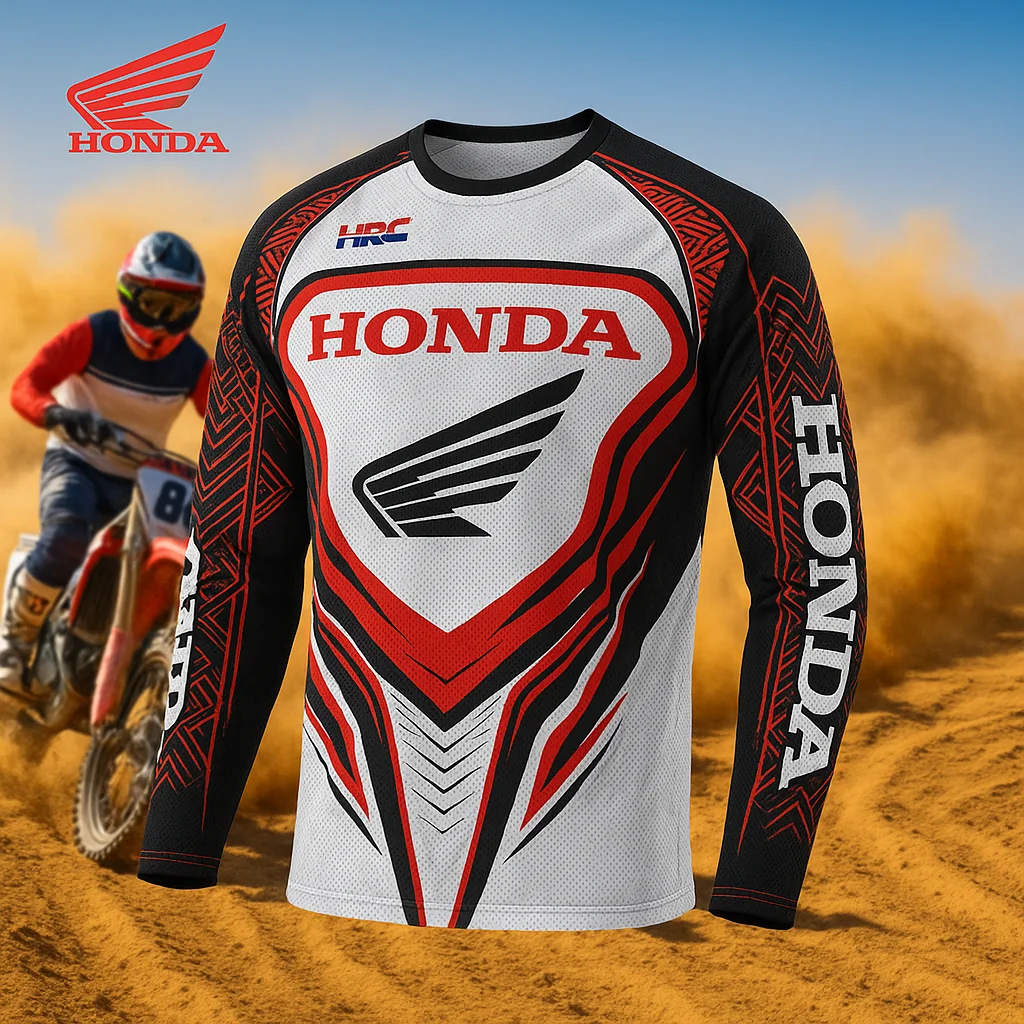 Męska koszulka motocyklowa Honda Off Road z długim rękawem, oddychająca, szybkoschnąca koszulka do wyścigów i jazdy na rowerze górskim