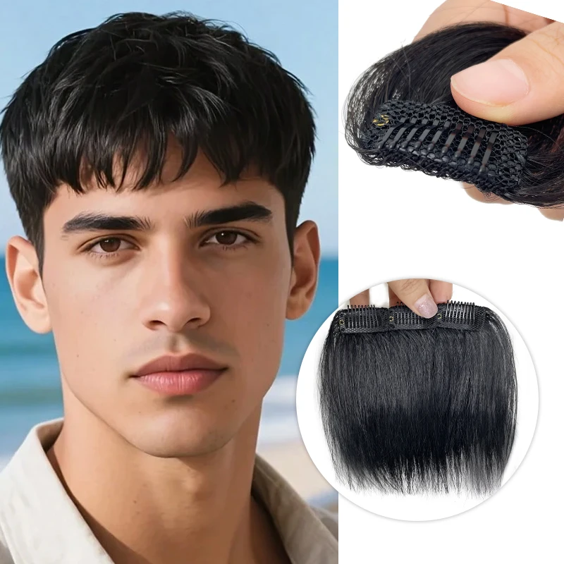 

Накладные челки-клипсы для мужчин: 100% натуральные человеческие волосы для маскировки высокого лба и придания объема