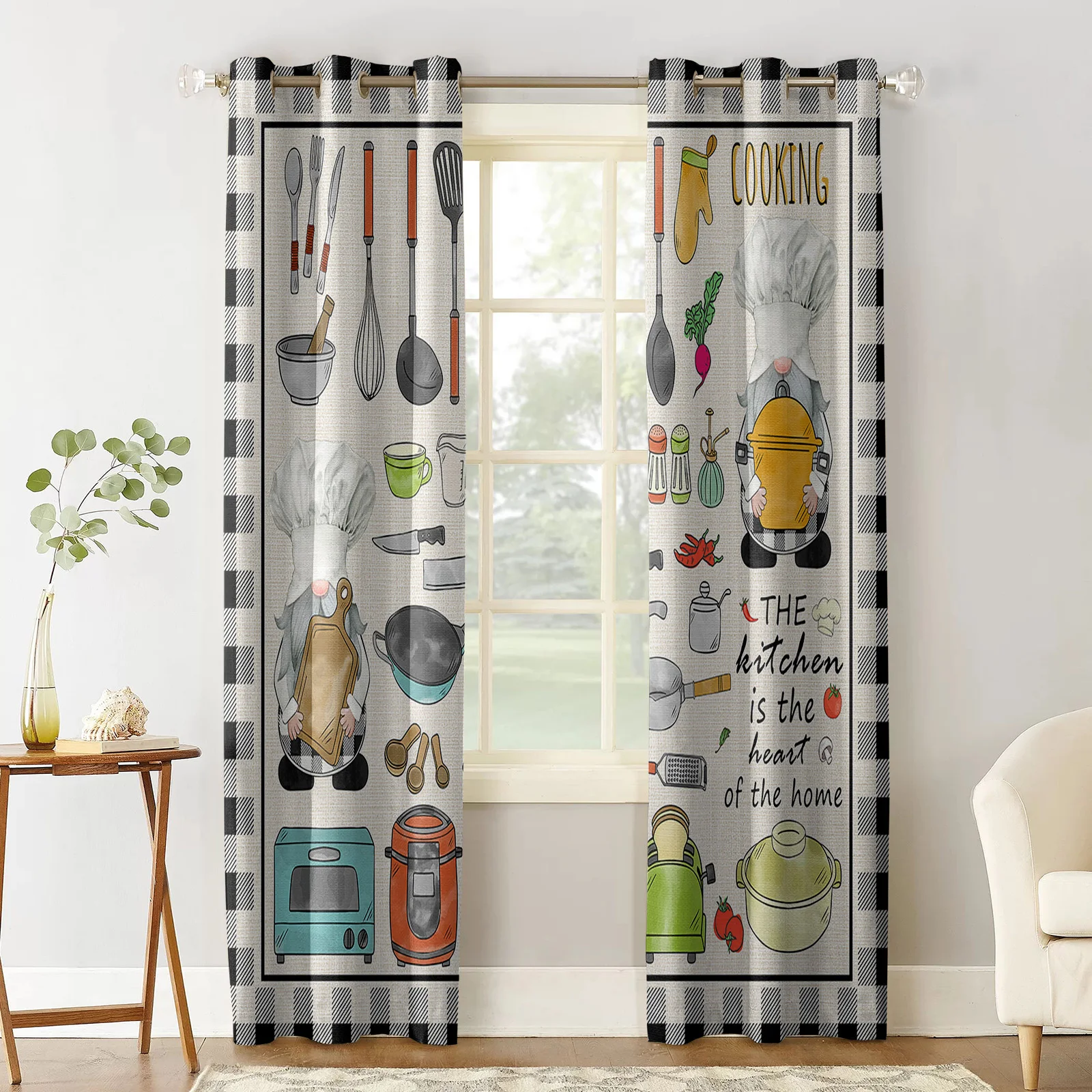 Kitchen Cooking Gnome Bedroom Curtains Modern Living Room Kitchen Drapes Home Kids Room Decor Window Curtains