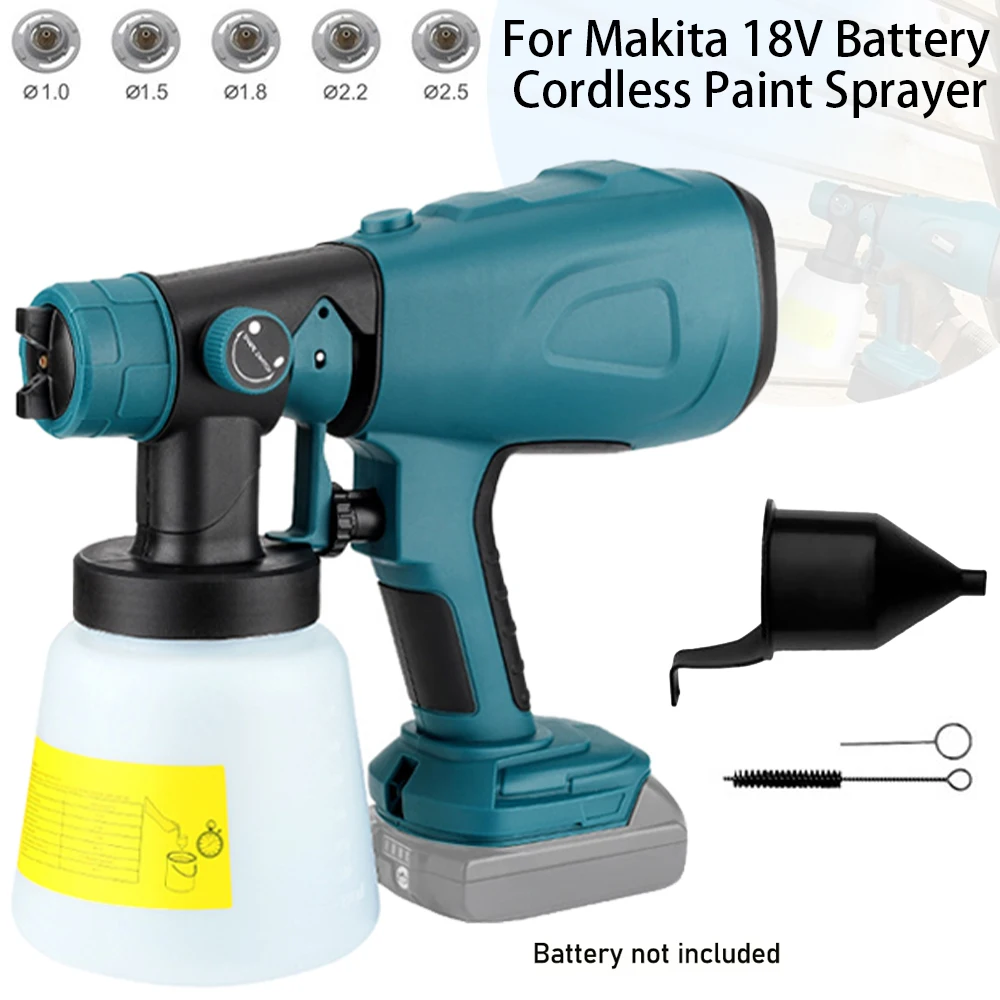 Cordless Electric Spray Gun with 3 Spray Patterns for Makita 18V Battery Handheld 800ML High Power Electric Paint Sprayer Newest