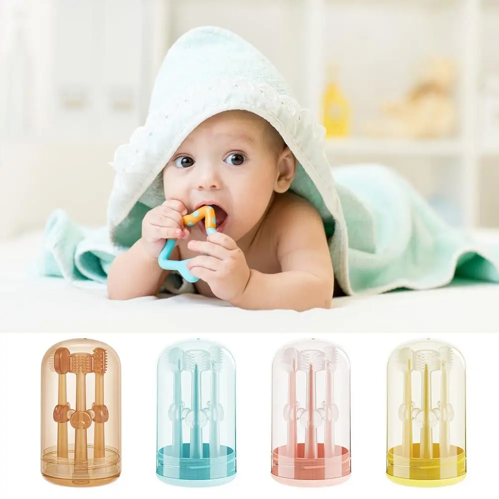 

3PCS Safe Multicolor Milk Toothbrush U-Shaped Teething Training Toothbrush Silicone Boxed Oral Cleaner Baby