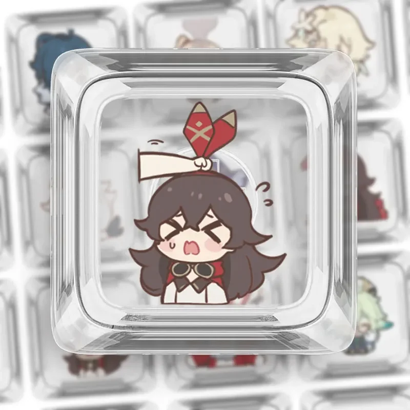

Genshin Impact Cartoon Cute Lumine Amber Multi Expression Anime Personality Transparent Keycap Single Cross Mechanical Keyboard