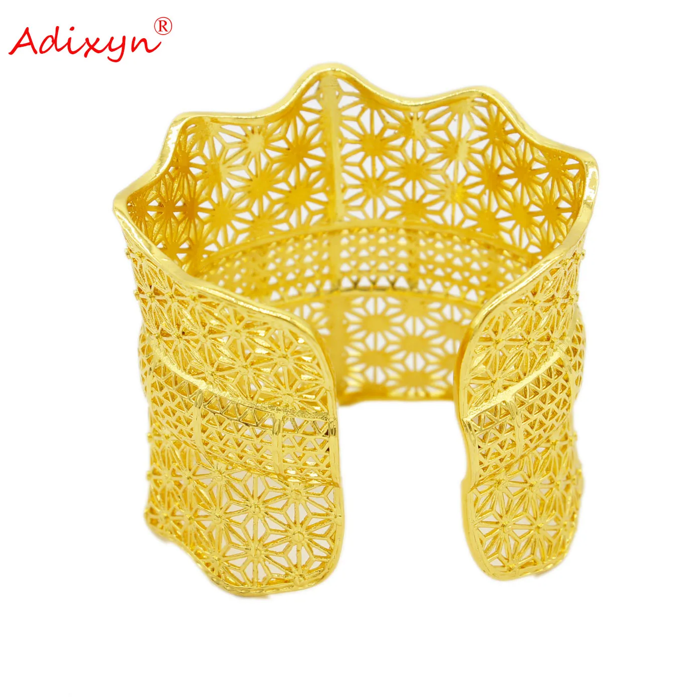 Adixyn الفاخرة دبي الإناث الذهب اللون الكبير أساور للنساء العروس الزفاف سوار فرنسا بيجو الأفريقية الهند هدايا الحفلات N0222