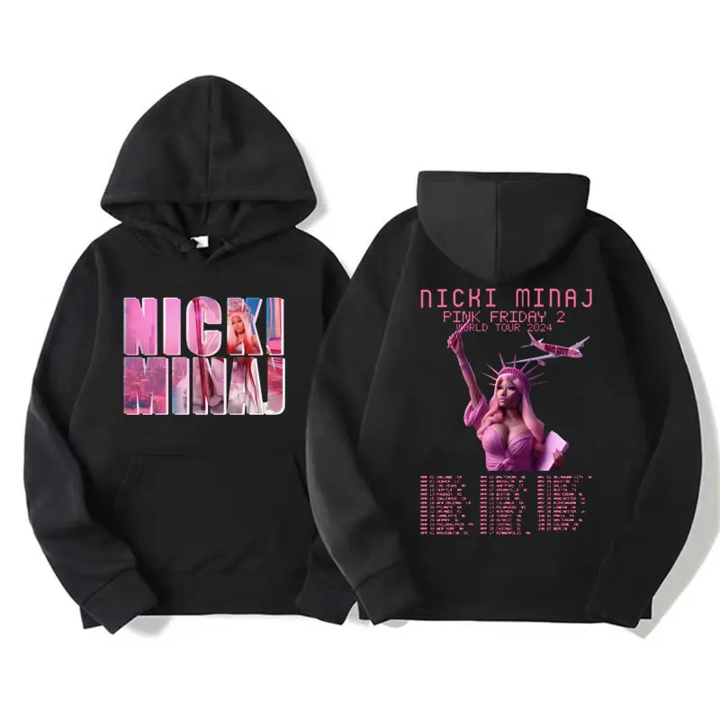 Queen of Rap Nicki Minaj Pink Friday 2 Concert Tour 2024 Pullover Hoodies Men Women Harajuku Hip Hop Oversized Sweatshirt Hoodie