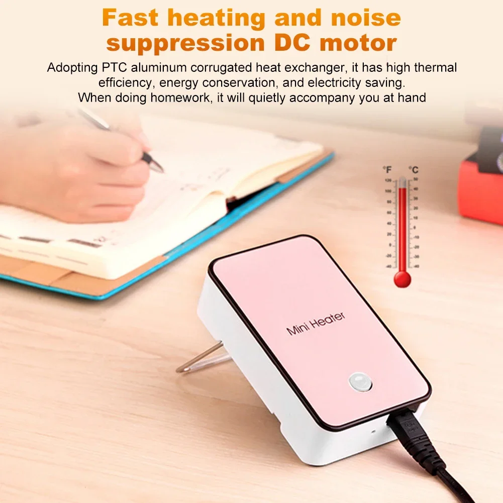 Air Warmer 50W Home Electric Space Heater Portable Office Desktop Warm Air Heater Powerful Warm Blower for Home Office Dormitory