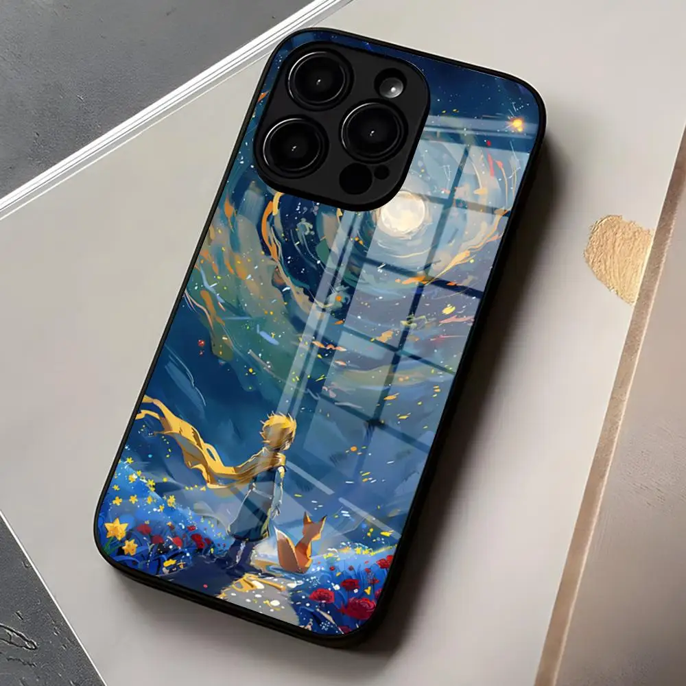 Cartoon Der Kleine P-Prinz Handyhülle für iPhone 17 Pro Max 16 15 14 Pro Max 13 11 X Xs Xr 8 7Plus Glasabdeckung