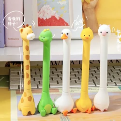 Creative Cartoon Animal Standing Gel Pen 0.5mm Black Gel Ink Pens Cute Giraffe Duck Student Quick Dry Writing Pen Kids Gift