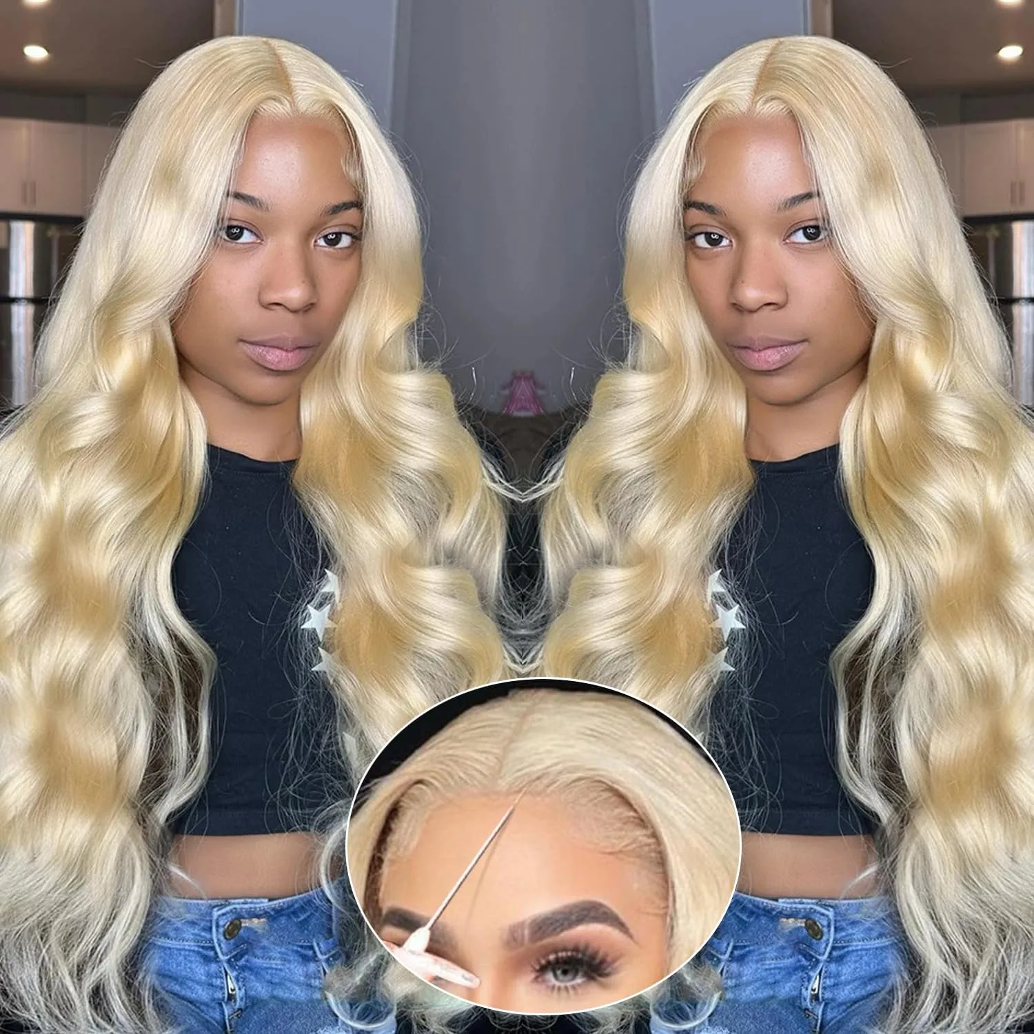 

613 Human Hair Wig 13x6 Hd Lace Frontal Wigs 32 40 Inch Blonde Body Wave 13x4 Lace Front Human Hair Wigs 250% Density Brazilian