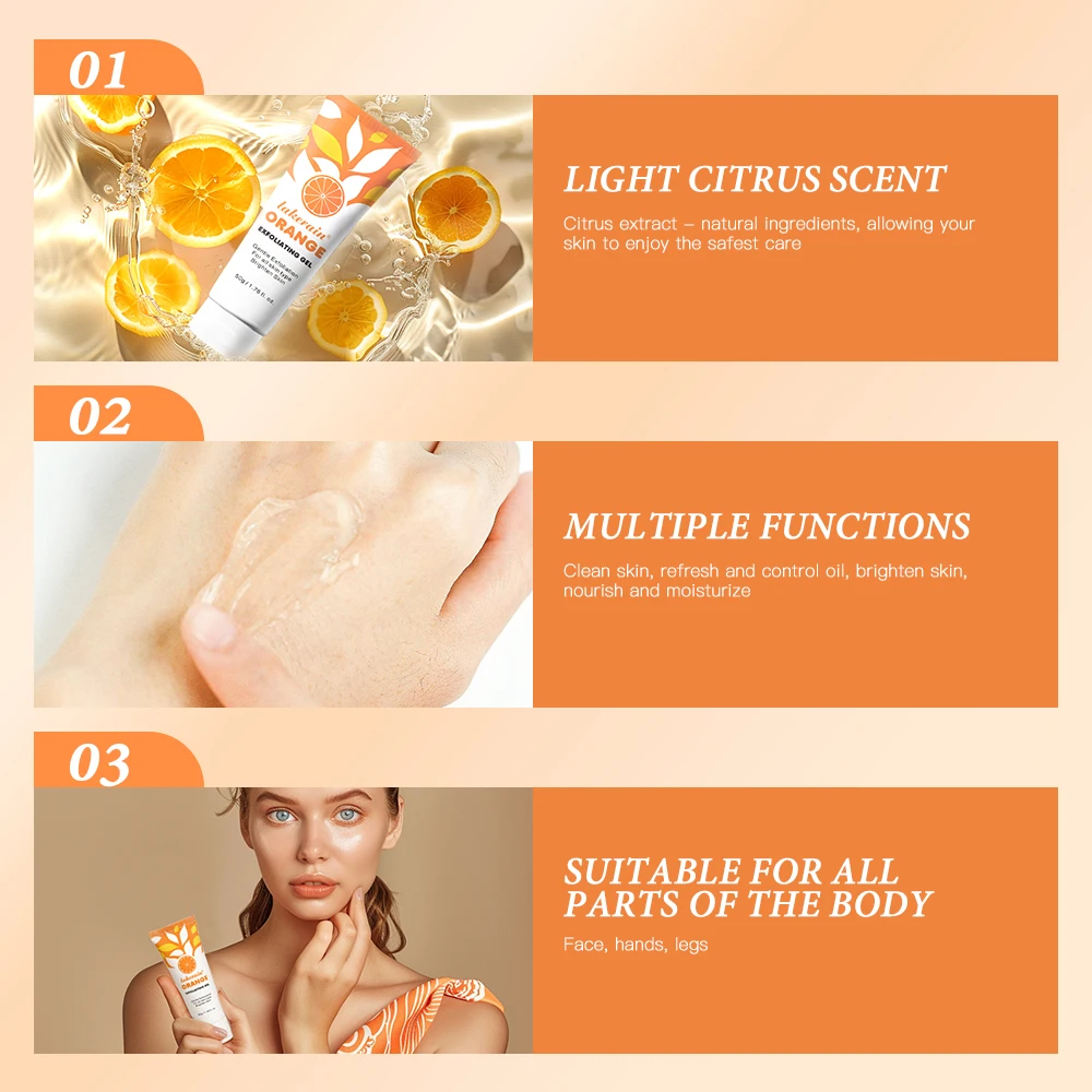 مقشر جل تقشير البرتقال لجلد الجسم التطهير العميق ترطيب مقشر الوجه تعزيز حاجز الجلد مقشر الوجه الطبيعي