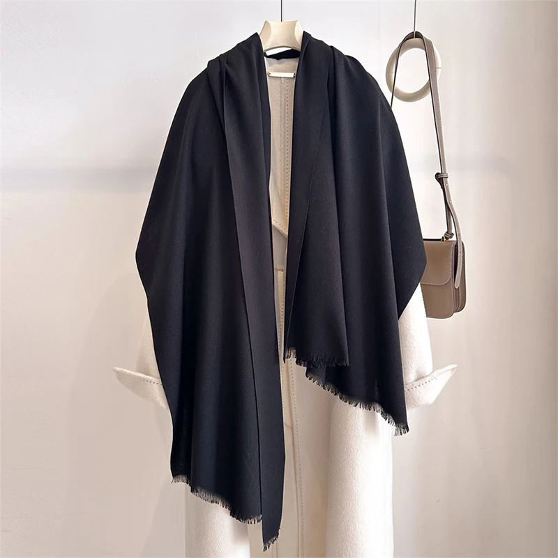 

Роскошный зимний кашемировый шарф, женский однотонный носовой платок, теплая женская шаль из пашмины с кисточками, мягкие парео, шарфы Bufanda, палантин