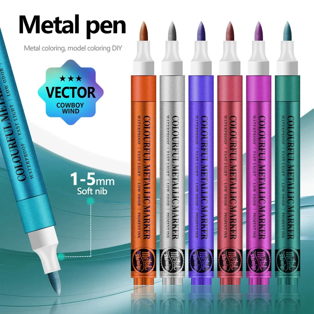 12 Colors Metallic Markers Pens Silver Gold Paint Pens for Black Paper, Glass, Rock Painting, Halloween Pumpkin Scrapbook Album