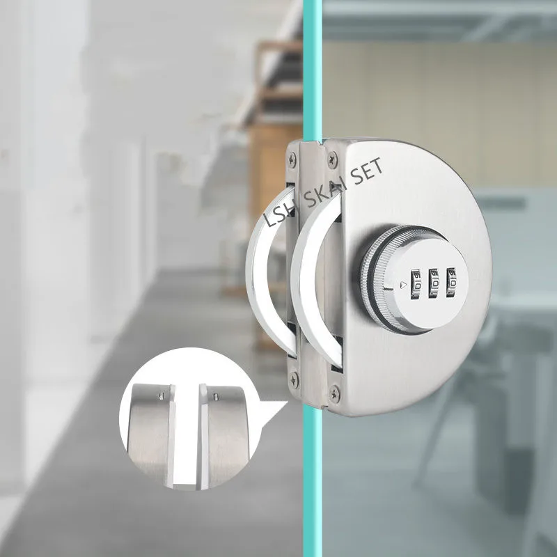 Security Password Glass Door Lock Sturdy Stainless Steel Door Locks Without Drilling Holes Sliding Doors Anti-theft Lock