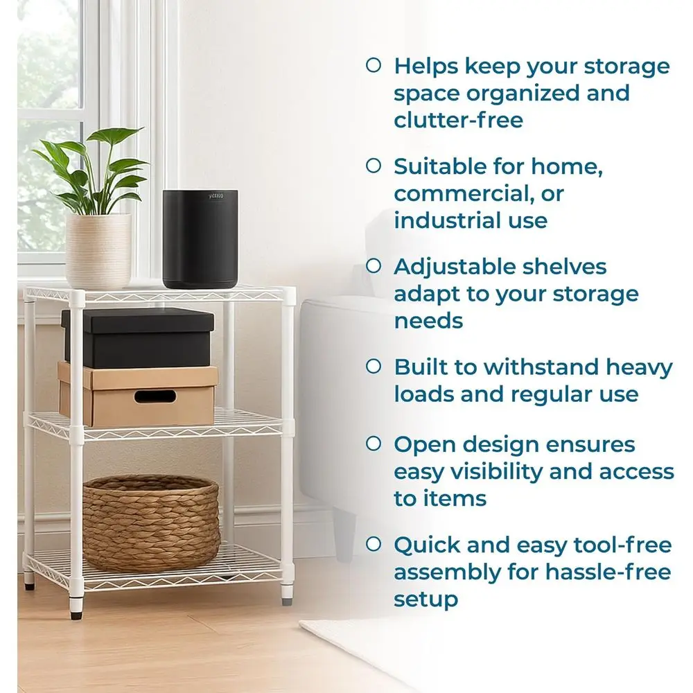 Support de rangement en métal blanc à 5 niveaux, étagères réglables, capacité de 250 lb, 18x24x72