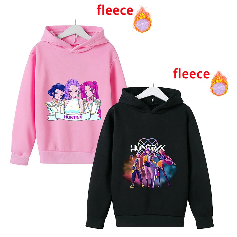 

Kpop Demon Hunters Fleece Hoodie Girls Clothing Spring Autumn Fashion Design Children Hooded Sweatshirt Long Sleeved Sportswear