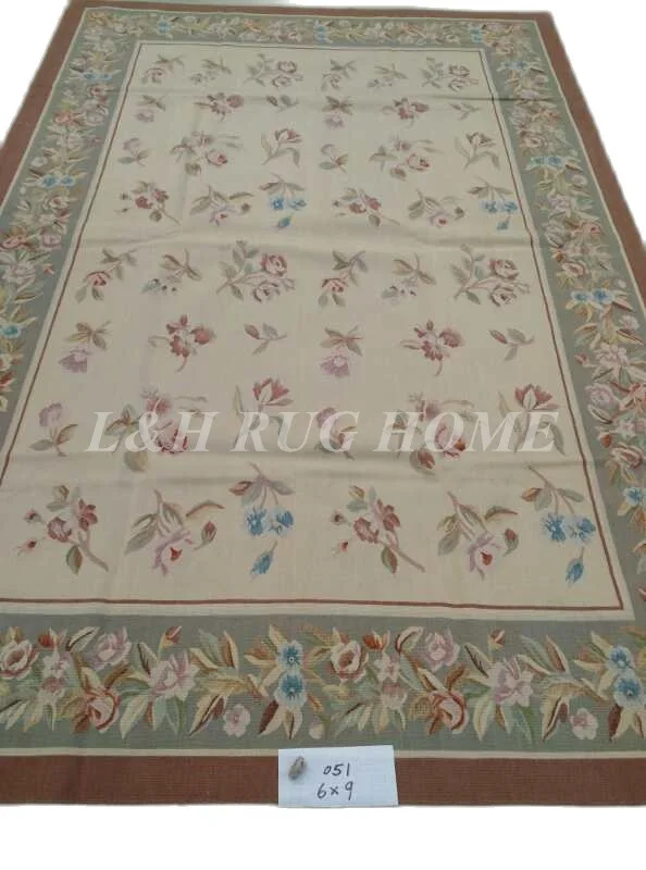 Free Shipping 6'X9' French Aubusson Rug, 100% hand woven New Zealand woolen rug